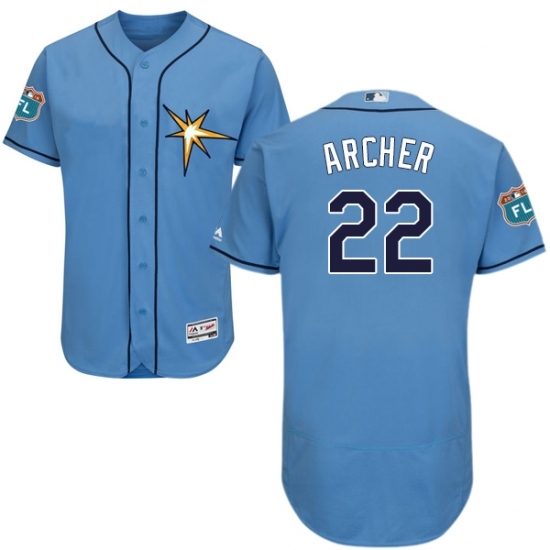 Men's Majestic Tampa Bay Rays #22 Chris Archer Light Blue Flexbase Authentic Collection MLB Jersey Men's Majestic Tampa Bay Rays #22 Chris Archer Light Blue Flexbase Authentic Collection MLB Jersey