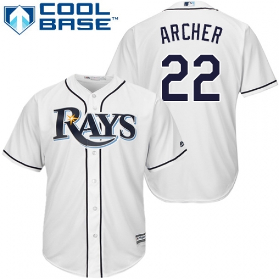 Men's Majestic Tampa Bay Rays #22 Chris Archer Replica White Home Cool Base MLB Jersey Men's Majestic Tampa Bay Rays #22 Chris Archer Replica White Home Cool Base MLB Jersey