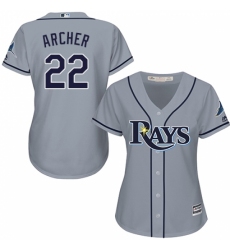 Women's Majestic Tampa Bay Rays #22 Chris Archer Replica Grey Road Cool Base MLB Jersey