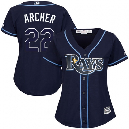 Women's Majestic Tampa Bay Rays #22 Chris Archer Replica Navy Blue Alternate Cool Base MLB Jersey Women's Majestic Tampa Bay Rays #22 Chris Archer Replica Navy Blue Alternate Cool Base MLB Jersey