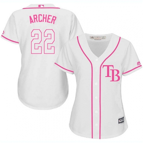 Women's Majestic Tampa Bay Rays #22 Chris Archer Replica White Fashion Cool Base MLB Jersey Women's Majestic Tampa Bay Rays #22 Chris Archer Replica White Fashion Cool Base MLB Jersey