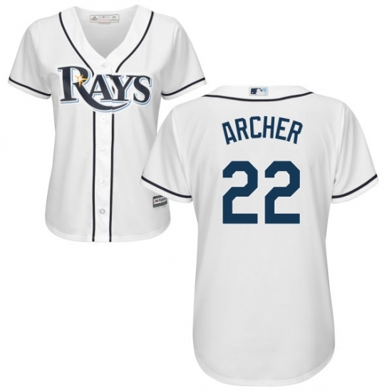 Women's Majestic Tampa Bay Rays #22 Chris Archer Replica White Home Cool Base MLB Jersey Women's Majestic Tampa Bay Rays #22 Chris Archer Replica White Home Cool Base MLB Jersey