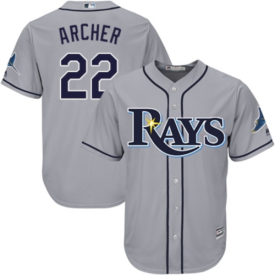 Youth Majestic Tampa Bay Rays #22 Chris Archer Authentic Grey Road Cool Base MLB Jersey Youth Majestic Tampa Bay Rays #22 Chris Archer Authentic Grey Road Cool Base MLB Jersey
