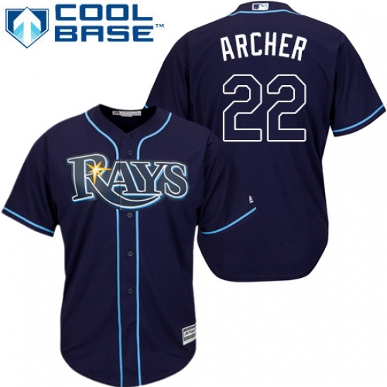 Youth Majestic Tampa Bay Rays #22 Chris Archer Replica Navy Blue Alternate Cool Base MLB Jersey Youth Majestic Tampa Bay Rays #22 Chris Archer Replica Navy Blue Alternate Cool Base MLB Jersey