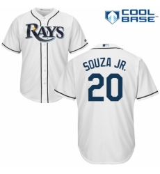Youth Majestic Tampa Bay Rays #20 Steven Souza Authentic White Home Cool Base MLB Jersey