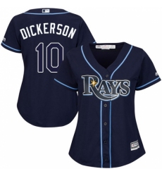Women's Majestic Tampa Bay Rays #10 Corey Dickerson Authentic Navy Blue Alternate Cool Base MLB Jersey