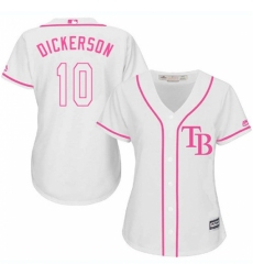 Women's Majestic Tampa Bay Rays #10 Corey Dickerson Authentic White Fashion Cool Base MLB Jersey