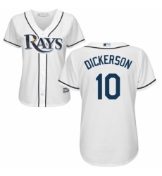 Women's Majestic Tampa Bay Rays #10 Corey Dickerson Authentic White Home Cool Base MLB Jersey