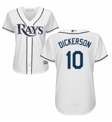 Women's Majestic Tampa Bay Rays #10 Corey Dickerson Replica White Home Cool Base MLB Jersey