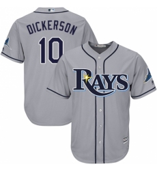 Youth Majestic Tampa Bay Rays #10 Corey Dickerson Authentic Grey Road Cool Base MLB Jersey