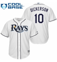 Youth Majestic Tampa Bay Rays #10 Corey Dickerson Authentic White Home Cool Base MLB Jersey