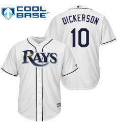 Youth Majestic Tampa Bay Rays #10 Corey Dickerson Replica White Home Cool Base MLB Jersey