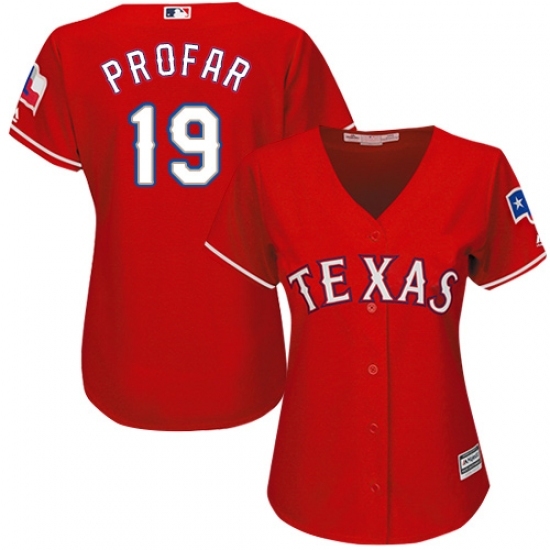 Women's Majestic Texas Rangers #19 Jurickson Profar Authentic Red Alternate Cool Base MLB Jersey Women's Majestic Texas Rangers #19 Jurickson Profar Authentic Red Alternate Cool Base MLB Jersey