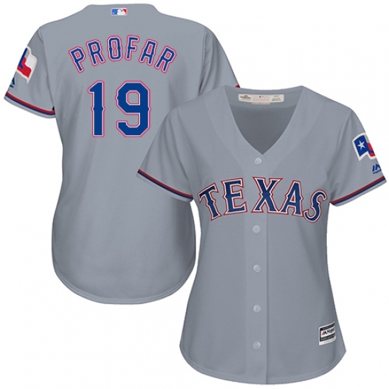 Women's Majestic Texas Rangers #19 Jurickson Profar Replica Grey Road Cool Base MLB Jersey Women's Majestic Texas Rangers #19 Jurickson Profar Replica Grey Road Cool Base MLB Jersey