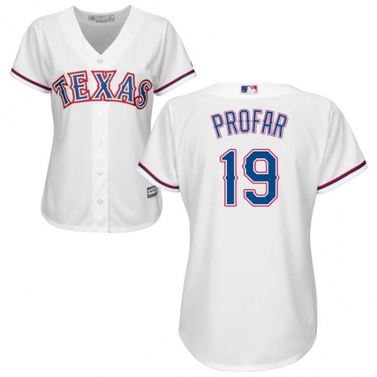 Women's Majestic Texas Rangers #19 Jurickson Profar Replica White Home Cool Base MLB Jersey Women's Majestic Texas Rangers #19 Jurickson Profar Replica White Home Cool Base MLB Jersey