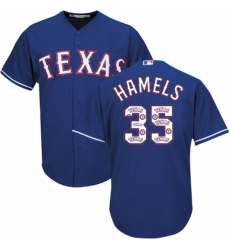 Men's Majestic Texas Rangers #35 Cole Hamels Authentic Royal Blue Team Logo Fashion Cool Base MLB Jersey Men's Majestic Texas Rangers #35 Cole Hamels Authentic Royal Blue Team Logo Fashion Cool Base MLB Jersey