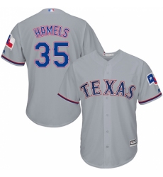 Men's Majestic Texas Rangers #35 Cole Hamels Replica Grey Road Cool Base MLB Jersey