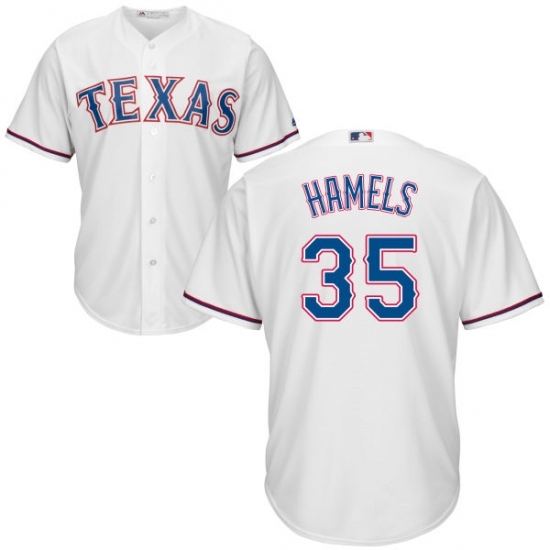Men's Majestic Texas Rangers #35 Cole Hamels Replica White Home Cool Base MLB Jersey Men's Majestic Texas Rangers #35 Cole Hamels Replica White Home Cool Base MLB Jersey
