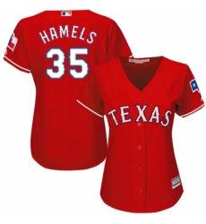 Women's Majestic Texas Rangers #35 Cole Hamels Authentic Red Alternate Cool Base MLB Jersey