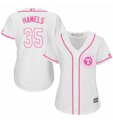 Women's Majestic Texas Rangers #35 Cole Hamels Authentic White Fashion Cool Base MLB Jersey