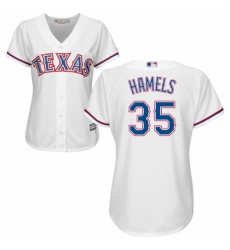 Women's Majestic Texas Rangers #35 Cole Hamels Authentic White Home Cool Base MLB Jersey