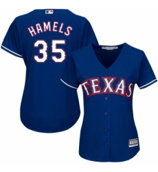 Women's Majestic Texas Rangers #35 Cole Hamels Replica Royal Blue Alternate 2 Cool Base MLB Jersey