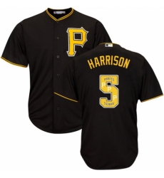 Men's Majestic Pittsburgh Pirates #5 Josh Harrison Authentic Black Team Logo Fashion Cool Base MLB Jersey