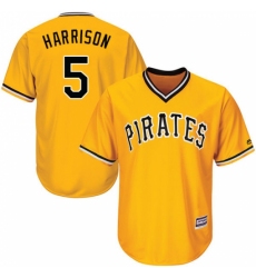 Men's Majestic Pittsburgh Pirates #5 Josh Harrison Replica Gold Alternate Cool Base MLB Jersey