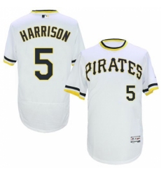 Men's Majestic Pittsburgh Pirates #5 Josh Harrison White Flexbase Authentic Collection Cooperstown MLB Jersey