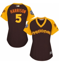 Women's Majestic Pittsburgh Pirates #5 Josh Harrison Authentic Brown 2016 All-Star National League BP Cool Base MLB Jersey