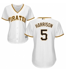Women's Majestic Pittsburgh Pirates #5 Josh Harrison Authentic White Home Cool Base MLB Jersey