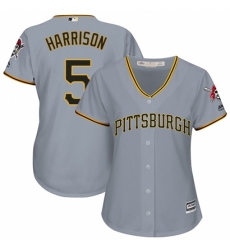 Women's Majestic Pittsburgh Pirates #5 Josh Harrison Replica Grey Road Cool Base MLB Jersey
