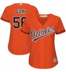 Women's Majestic Baltimore Orioles #56 Darren O'Day Replica Orange Alternate Cool Base MLB Jersey