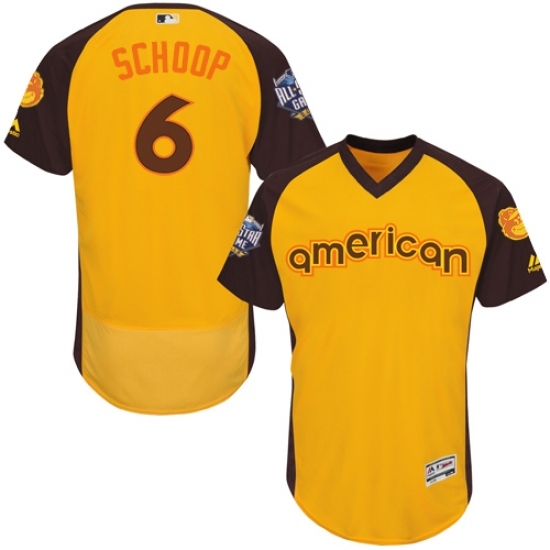 Men's Majestic Baltimore Orioles #6 Jonathan Schoop Yellow 2016 All-Star American League BP Authentic Collection Flex Base MLB Jersey Men's Majestic Baltimore Orioles #6 Jonathan Schoop Yellow 2016 All-Star American League BP Authentic Collection Flex Base MLB Jersey