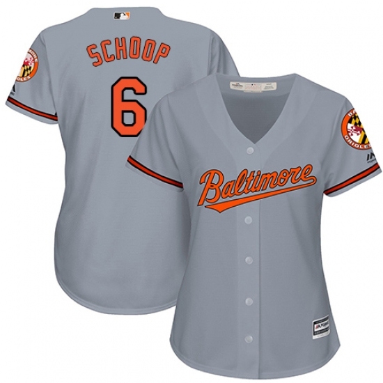 Women's Majestic Baltimore Orioles #6 Jonathan Schoop Replica Grey Road Cool Base MLB Jersey Women's Majestic Baltimore Orioles #6 Jonathan Schoop Replica Grey Road Cool Base MLB Jersey