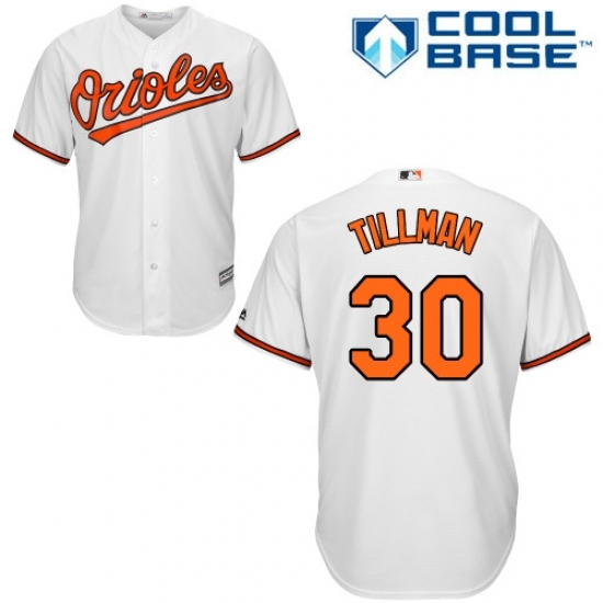 Men's Majestic Baltimore Orioles #30 Chris Tillman Replica White Home Cool Base MLB Jersey Men's Majestic Baltimore Orioles #30 Chris Tillman Replica White Home Cool Base MLB Jersey