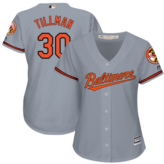 Women's Majestic Baltimore Orioles #30 Chris Tillman Replica Grey Road Cool Base MLB Jersey Women's Majestic Baltimore Orioles #30 Chris Tillman Replica Grey Road Cool Base MLB Jersey