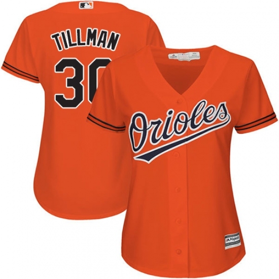 Women's Majestic Baltimore Orioles #30 Chris Tillman Replica Orange Alternate Cool Base MLB Jersey Women's Majestic Baltimore Orioles #30 Chris Tillman Replica Orange Alternate Cool Base MLB Jersey