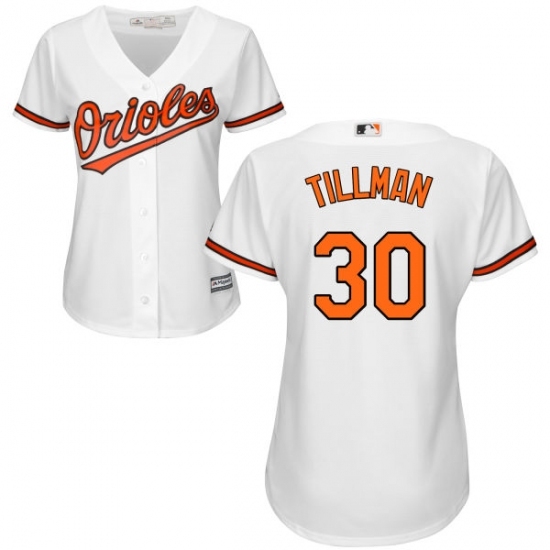 Women's Majestic Baltimore Orioles #30 Chris Tillman Replica White Home Cool Base MLB Jersey Women's Majestic Baltimore Orioles #30 Chris Tillman Replica White Home Cool Base MLB Jersey