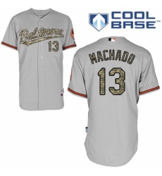 Men's Majestic Baltimore Orioles #13 Manny Machado Authentic Grey USMC Cool Base MLB Jersey