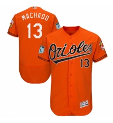Men's Majestic Baltimore Orioles #13 Manny Machado Orange 2017 Spring Training Authentic Collection Flex Base MLB Jersey
