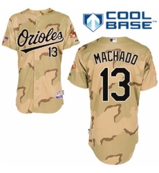 Men's Majestic Baltimore Orioles #13 Manny Machado Replica Camo Commemorative Military Day Cool Base MLB Jersey