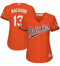 Women's Majestic Baltimore Orioles #13 Manny Machado Authentic Orange 2017 Spring Training Cool Base MLB Jersey