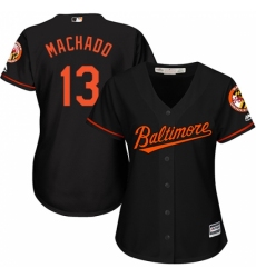 Women's Majestic Baltimore Orioles #13 Manny Machado Replica Black Alternate Cool Base MLB Jersey