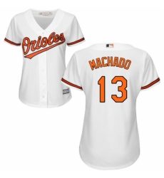Women's Majestic Baltimore Orioles #13 Manny Machado Replica White Home Cool Base MLB Jersey