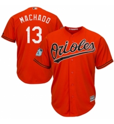 Youth Majestic Baltimore Orioles #13 Manny Machado Authentic Orange 2017 Spring Training Cool Base MLB Jersey