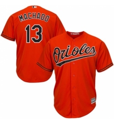 Youth Majestic Baltimore Orioles #13 Manny Machado Replica Orange Alternate Cool Base MLB Jersey