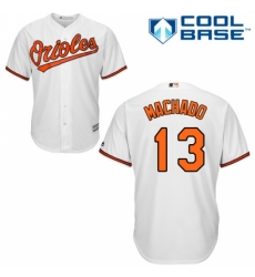 Youth Majestic Baltimore Orioles #13 Manny Machado Replica White Home Cool Base MLB Jersey