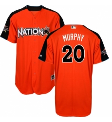 Men's Majestic Washington Nationals #20 Daniel Murphy Authentic Orange National League 2017 MLB All-Star MLB Jersey