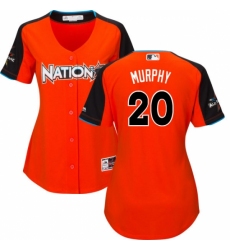 Women's Majestic Washington Nationals #20 Daniel Murphy Authentic Orange National League 2017 MLB All-Star MLB Jersey